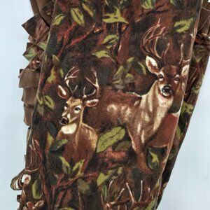 Extra Large Adult Deer in the leaves printed Fleece, No Sew Blanket 54x94